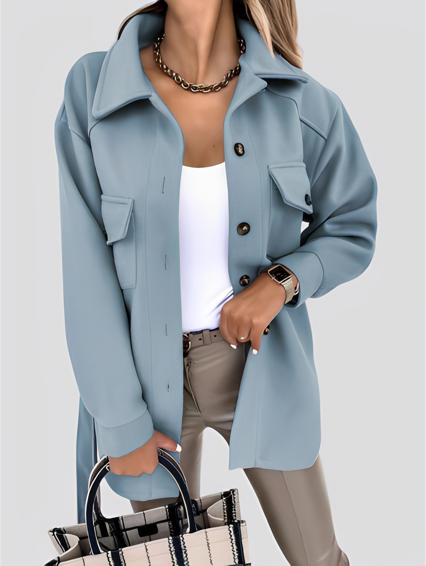 Tiffanie - Blazer léger en laine moderne avec col à revers pour femmes