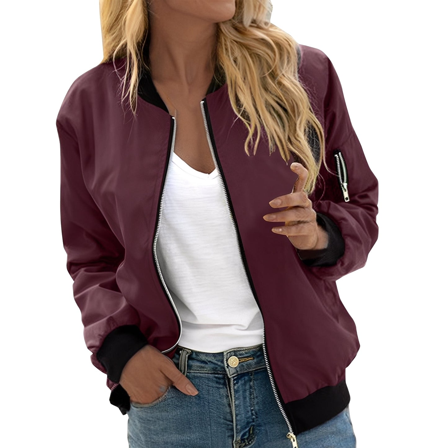 Shirlee - Veste bomber décontractée au style rétro pour femmes
