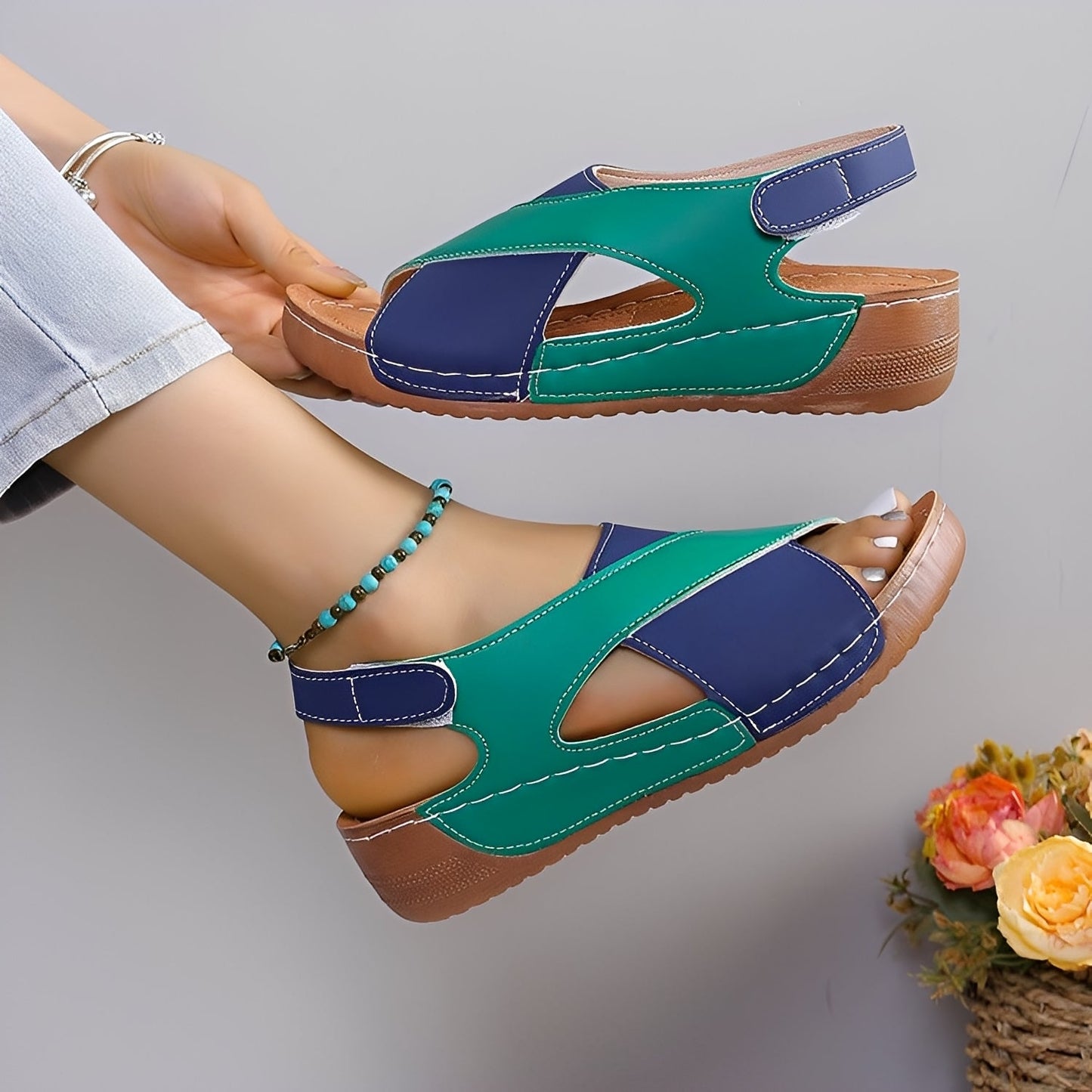 Clarissa - Sandales à talons compensés décontractées à brides croisées pour femmes
