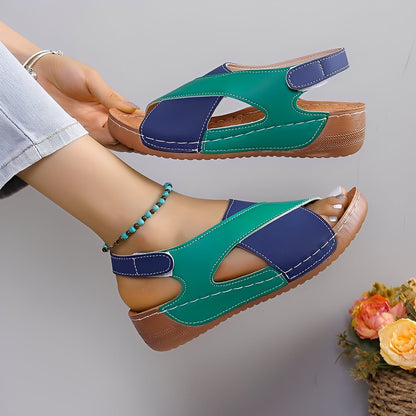 Clarissa - Sandales à talons compensés décontractées à brides croisées pour femmes