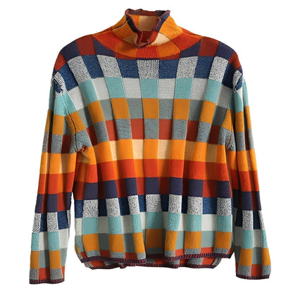 Katherine - Pull chic en cachemire patchwork pour femmes