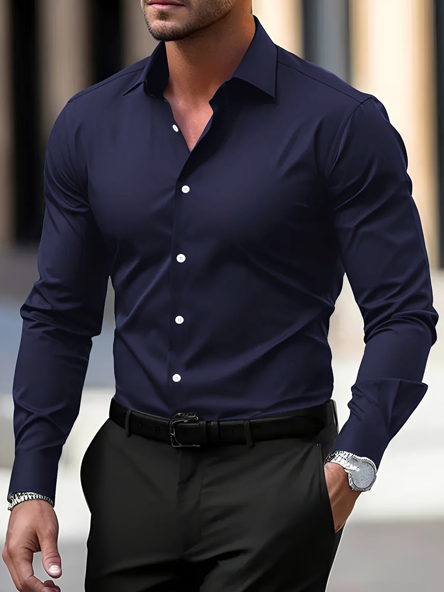 Jeremy – Chemise à manches longues pour hommes – pour loisirs et occasions formelles