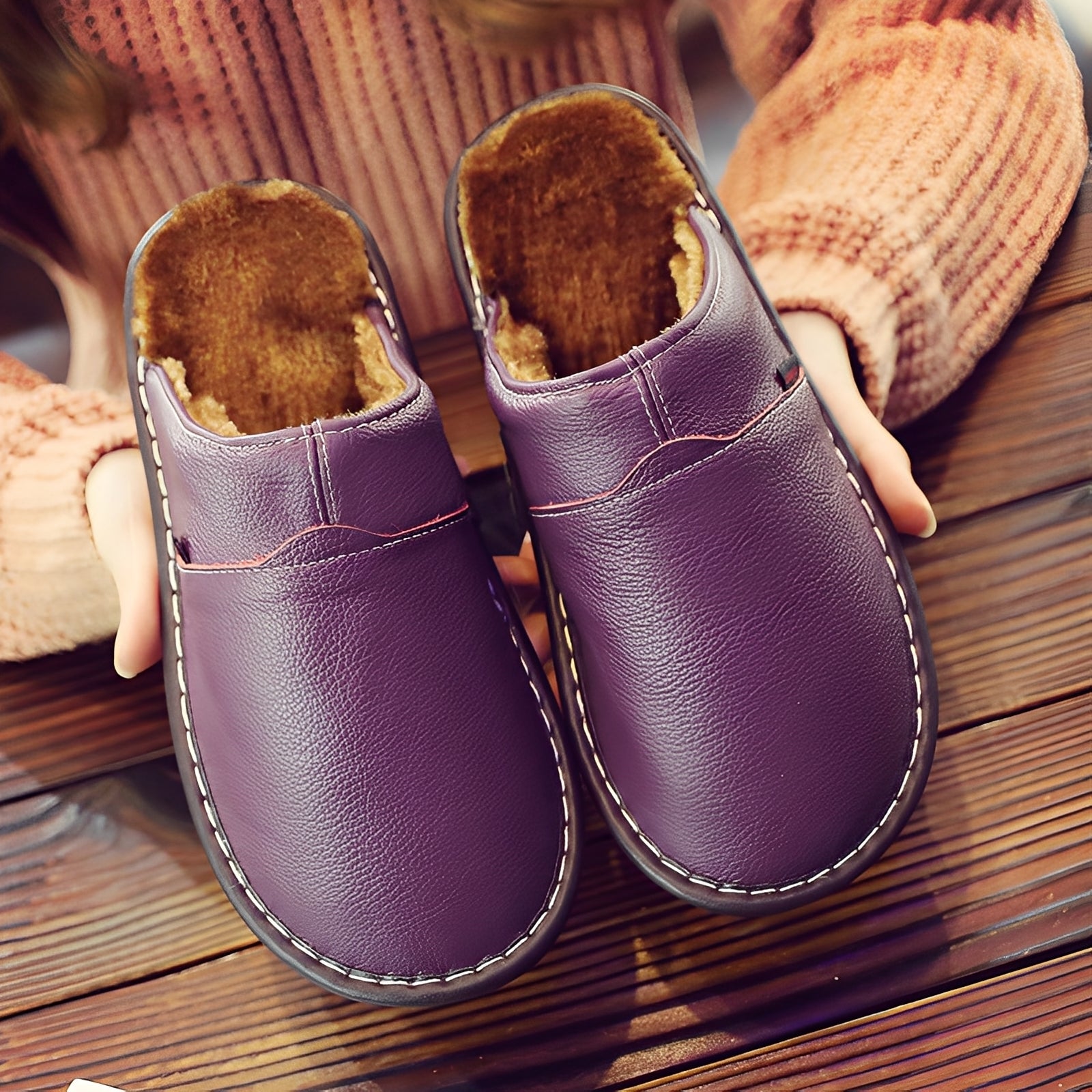 Jasper - Chaussons pour hommes en fourrure, style décontracté