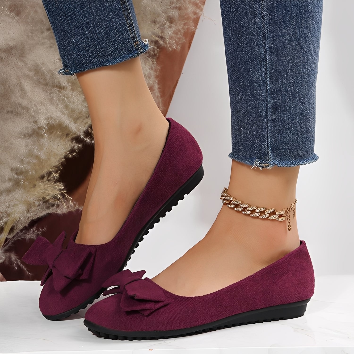Megan - Chaussures décontractées en daim avec nœud pour femmes