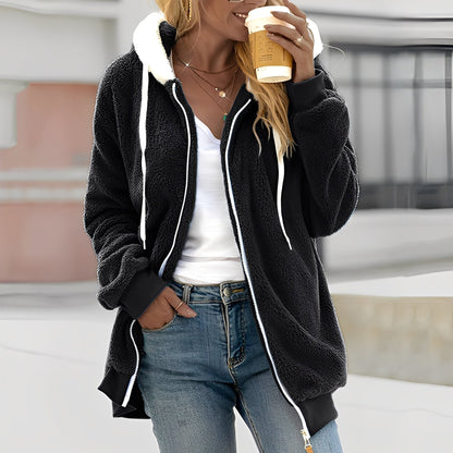 Rheanna - Manteau en polaire douillet avec capuche pour femmes