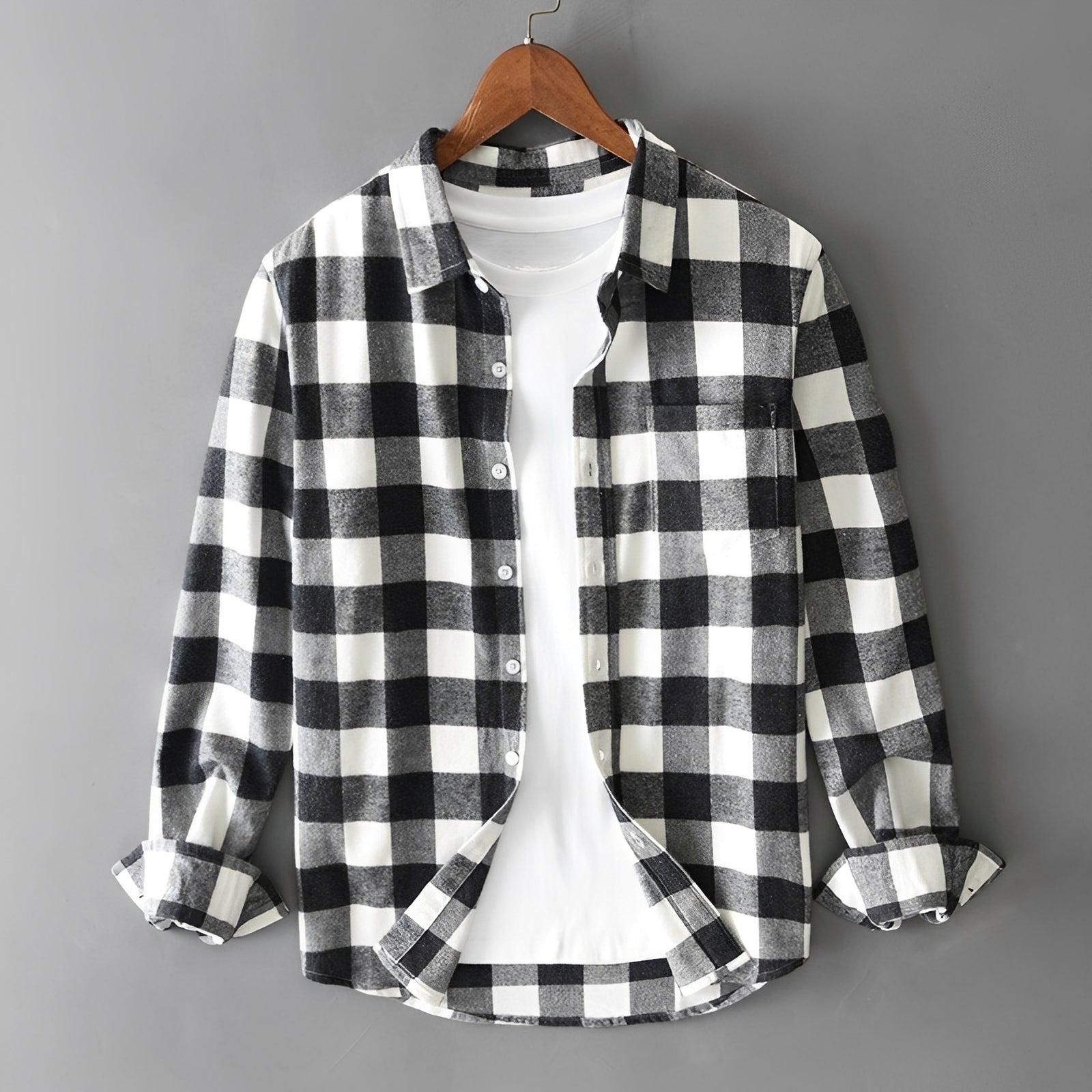 Martin - Chemise à carreaux élégante avec volants pour hommes