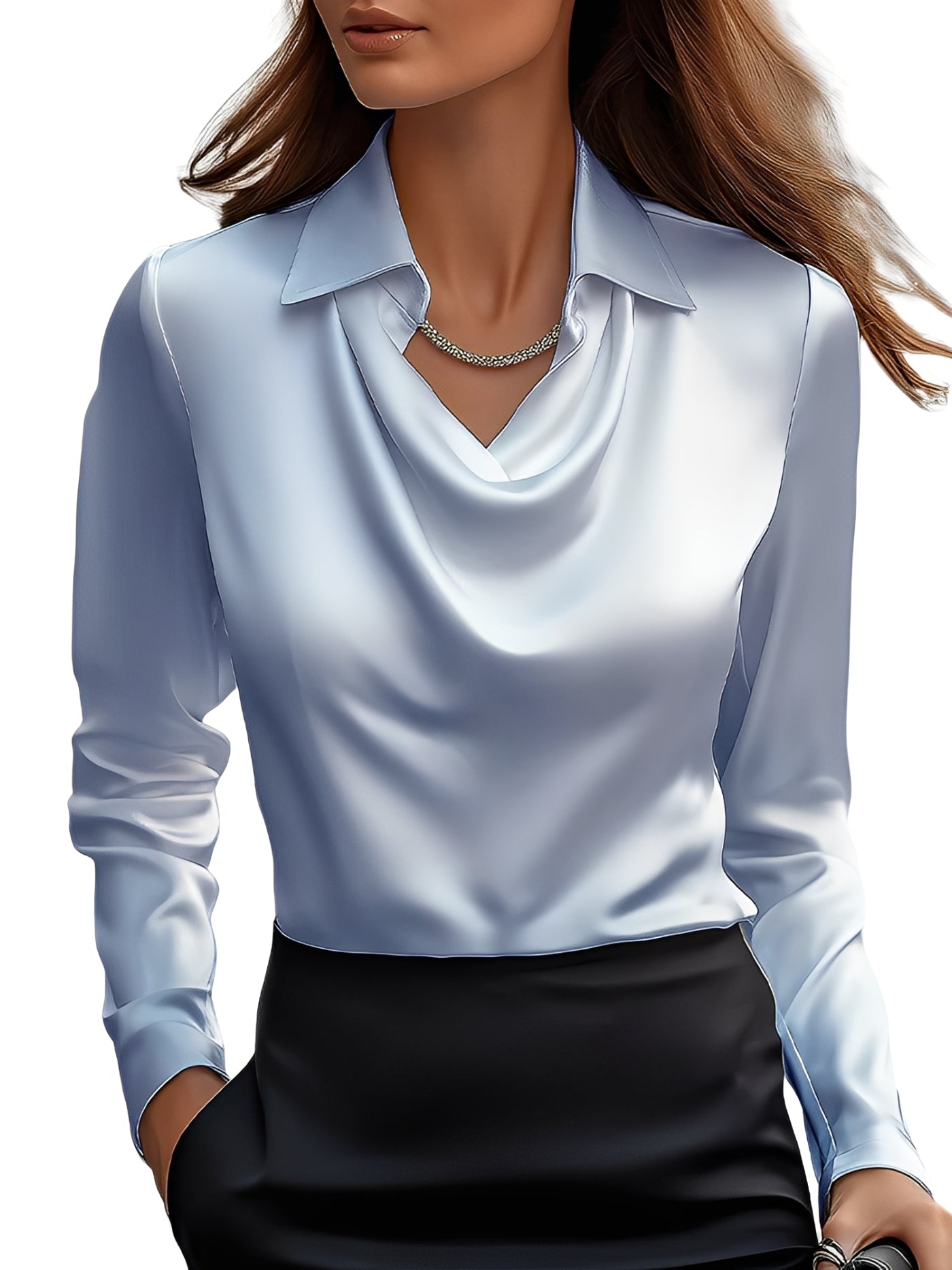 Dionne - Élégante chemise satinée à manches longues pour femmes