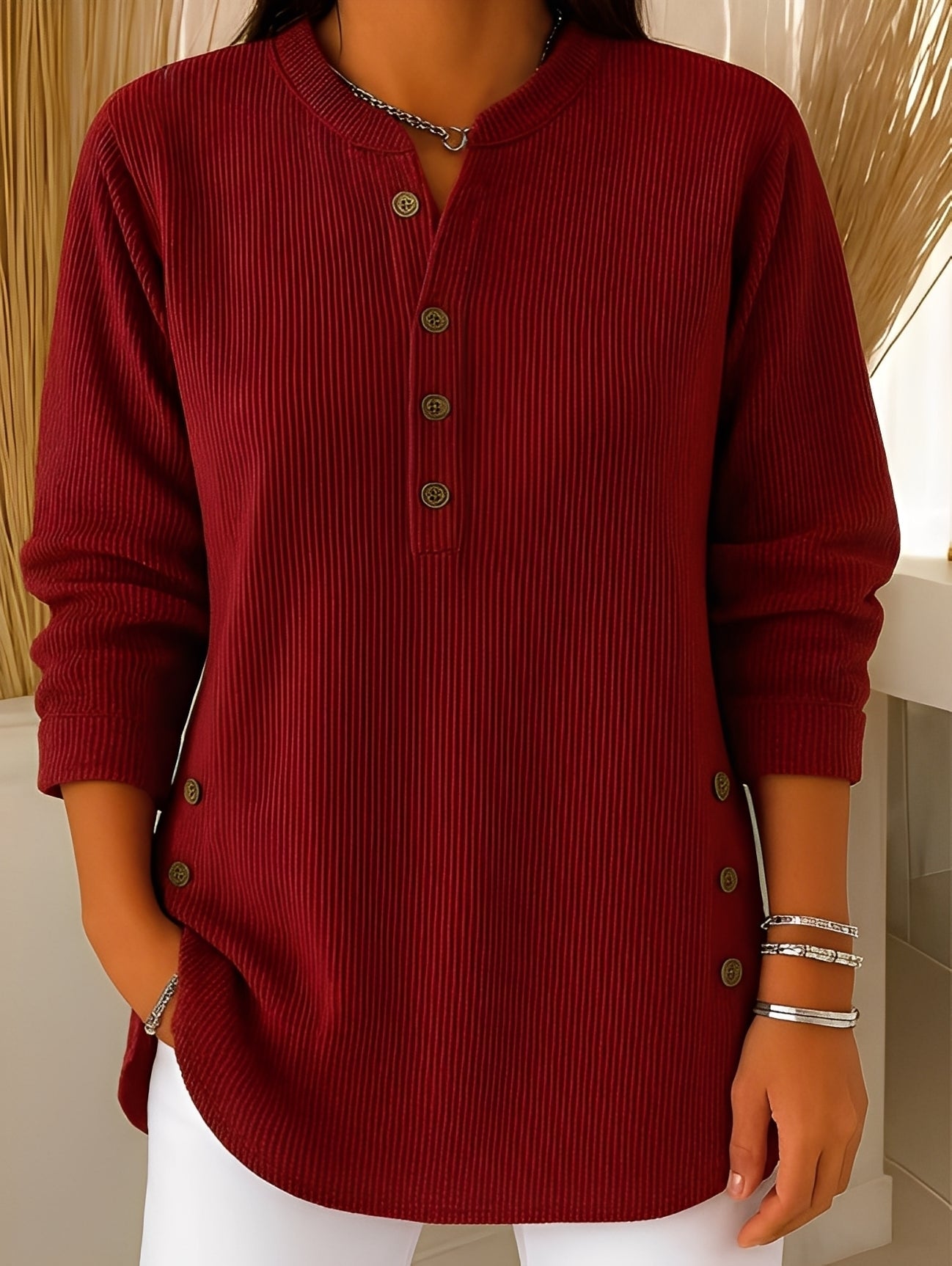 Jocelyn - Casual knitted sweater with buttons for women