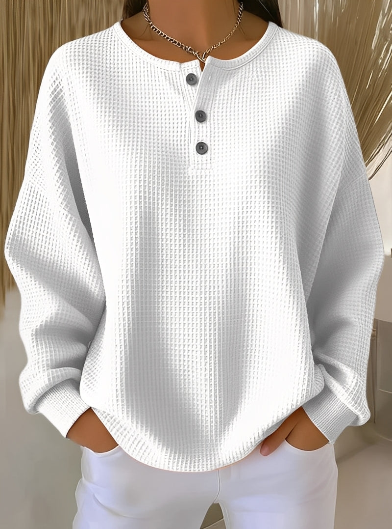 Anabella - Comfortable sweater in textured knit with buttons for women