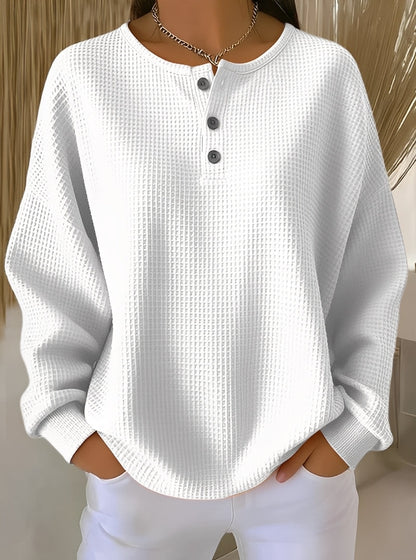 Anabella - Comfortable sweater in textured knit with buttons for women