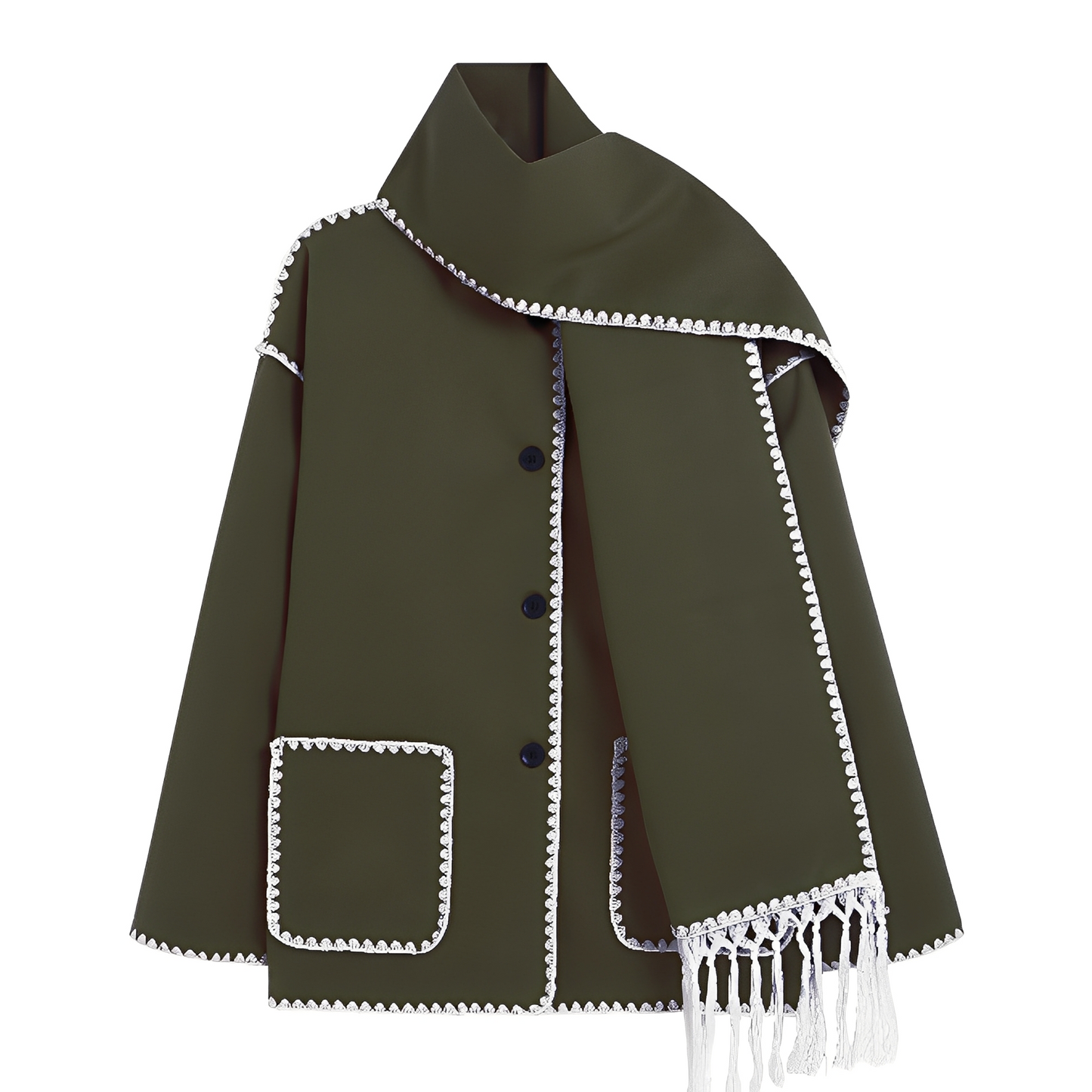 Amilia - Veste élégante et ample en laine avec écharpe pour femmes