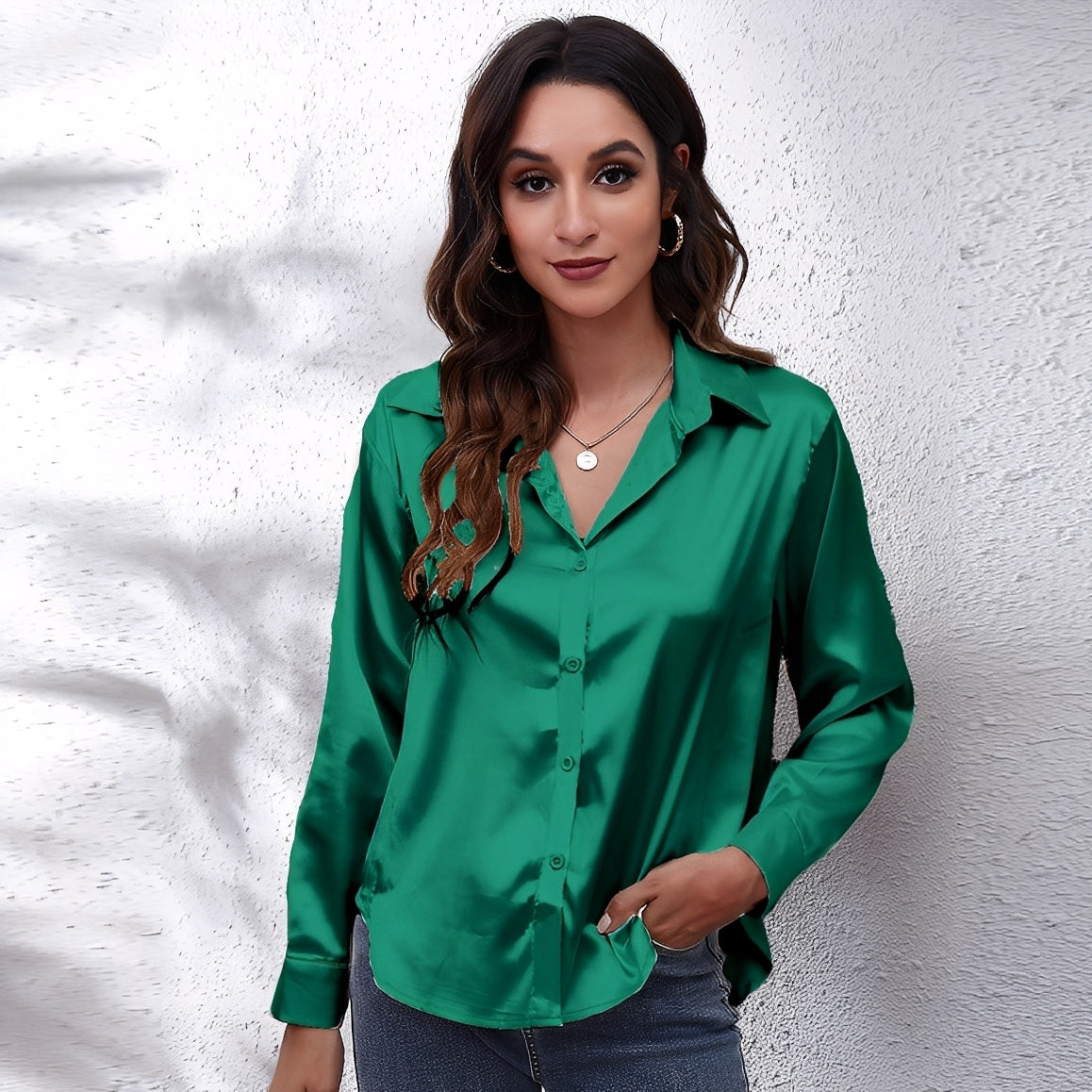 Haylee - Chemisier en soie à manches longues pour femmes