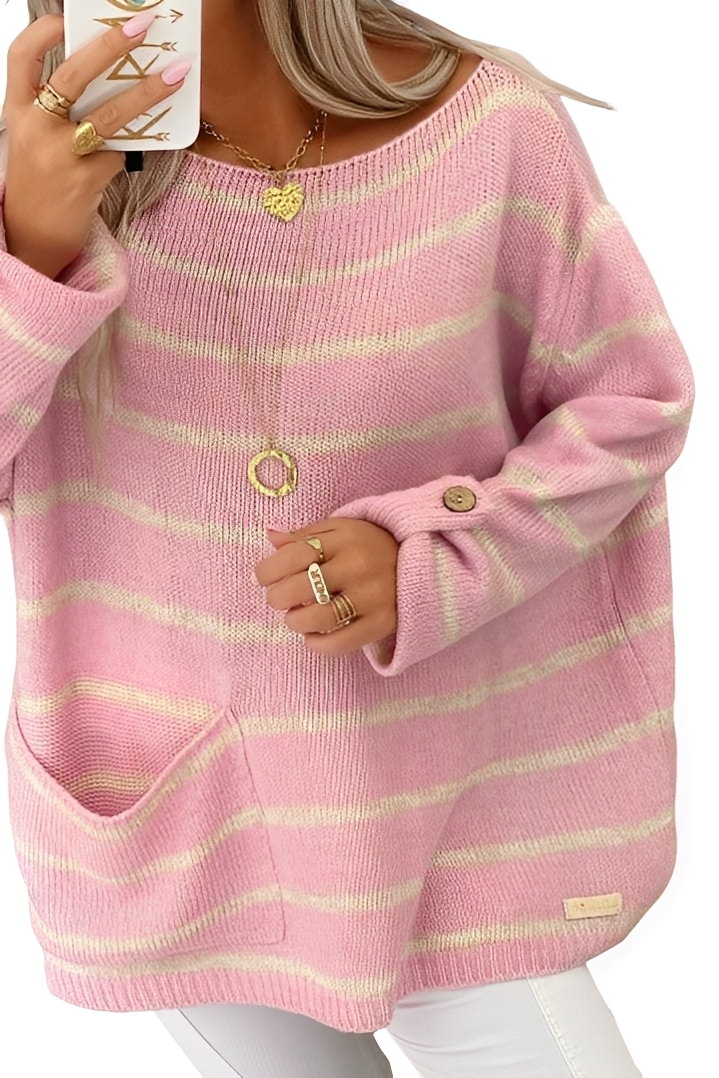 Elianna - Pull large rayé décontracté pour femmes