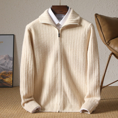 Brendon - Casual men's wool sweater with zipper