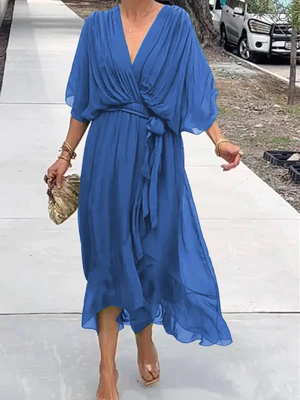 Loisa - Robe élégante en chiffon avec décolleté en V