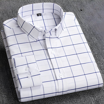 Jezriel - Chemise à carreaux moderne avec manches longues pour homme