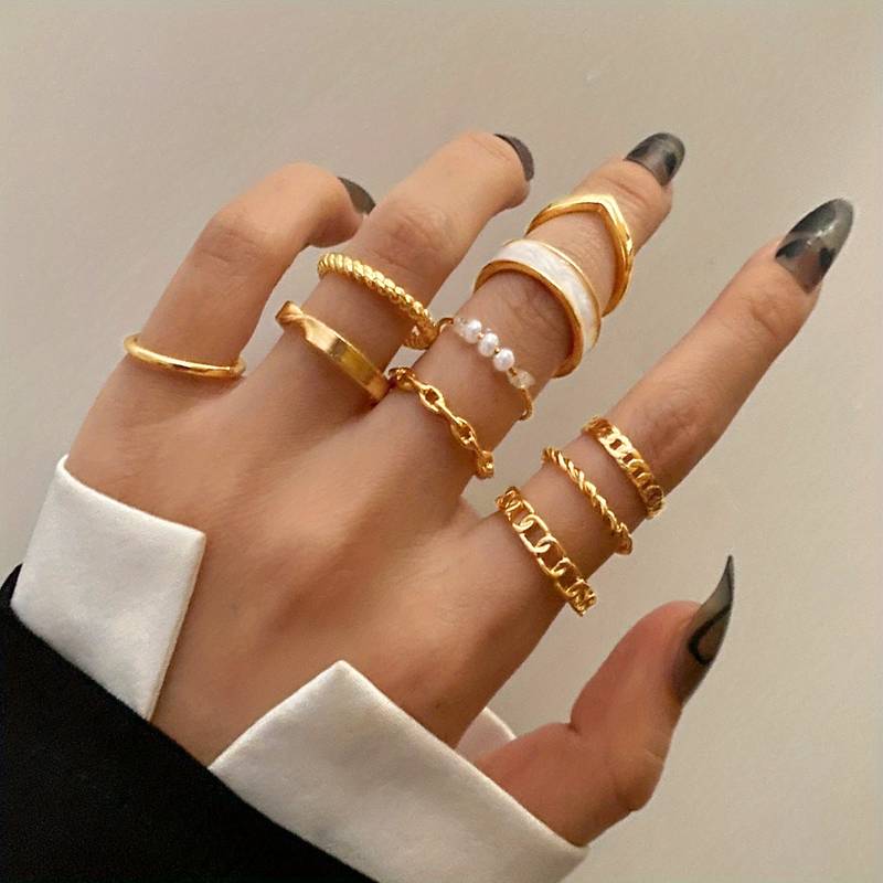 10Pièces Bagues de Mode - Bagues à Mélanger et Assortir