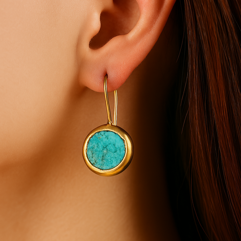 Maia – Boucles d'oreilles dorées avec pierre turquoise