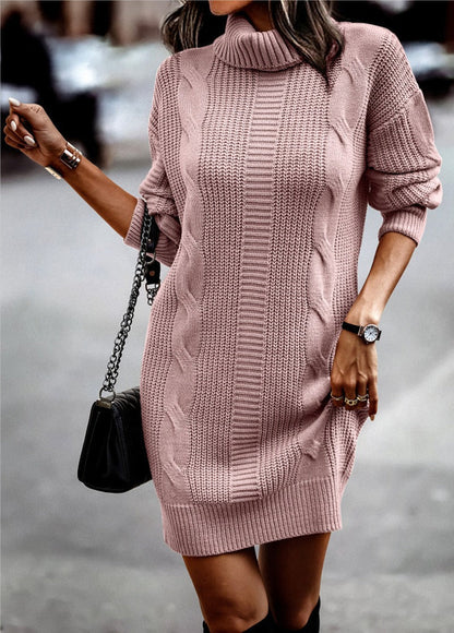 Carreen - Robe en maille à manches longues avec col roulé