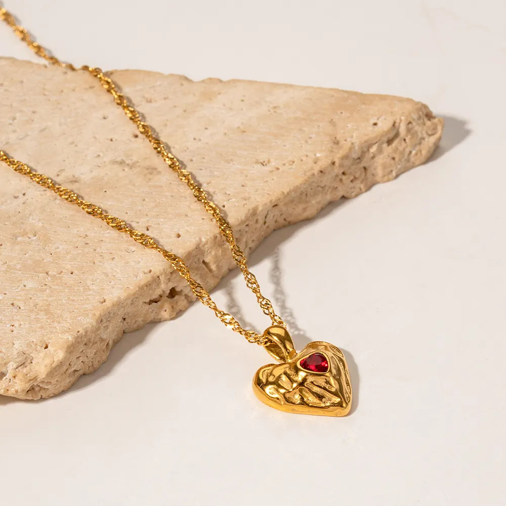 Vesper - Collier de Cœur Rouge en Or