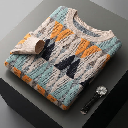 Hank - Elegant sweater with geometric pattern for men
