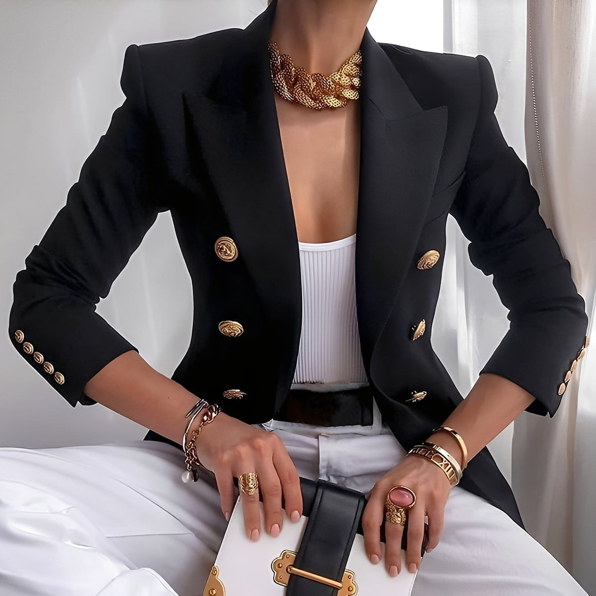 Shelley - Blazer avec Boutons pour Femmes
