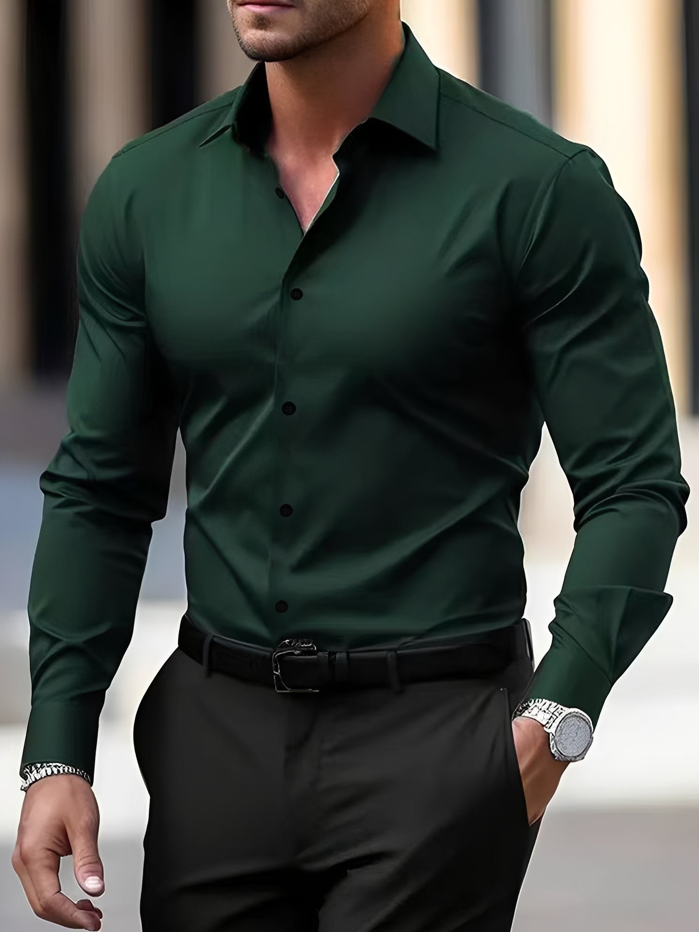 Jeremy – Chemise à manches longues pour hommes – pour loisirs et occasions formelles