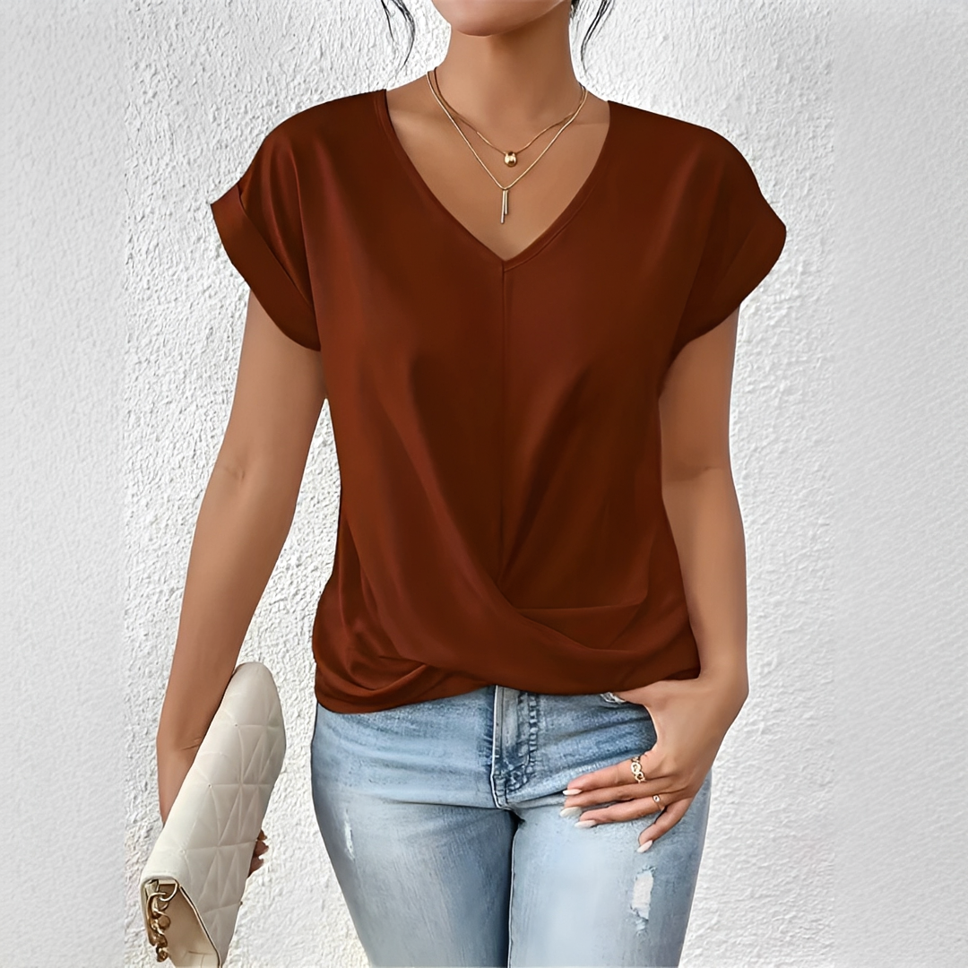 Velanie - T-Shirt Décontracté à Col V