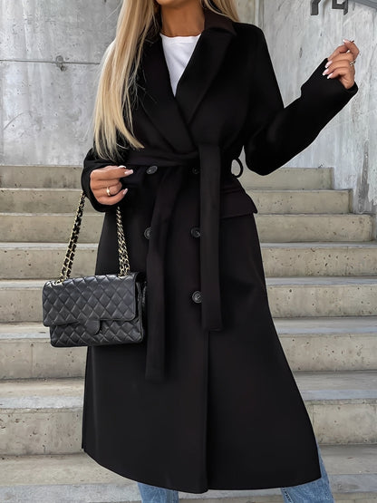 Evelyn - Manteau croisé élégant avec long col pour femmes