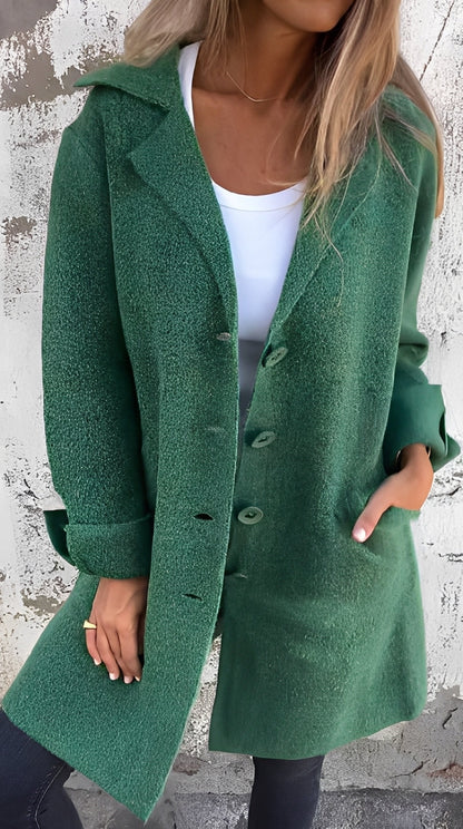 Meridith - Manteau long élégant avec col à revers pour femmes