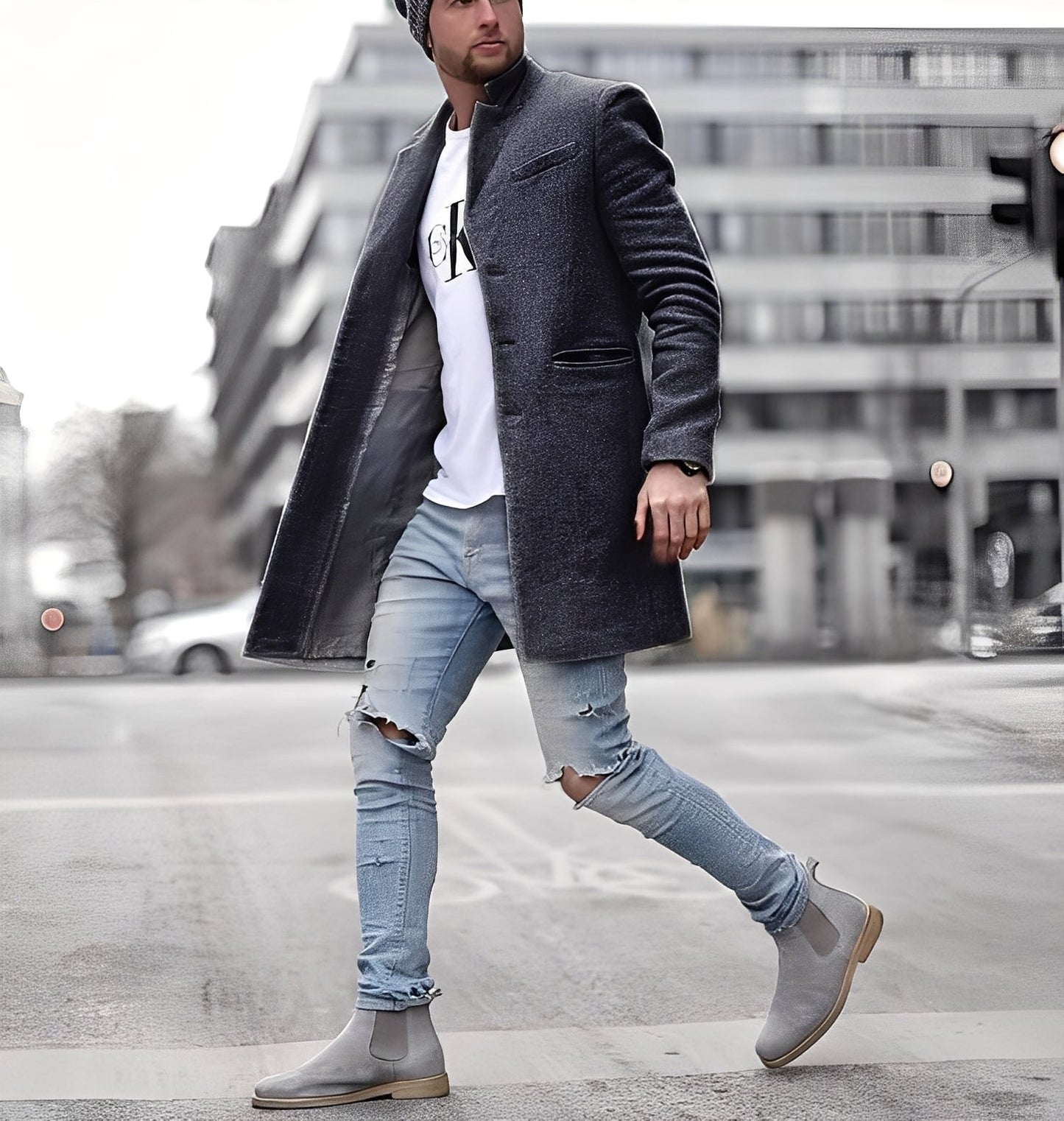 Cordell - Long manteau en laine décontracté pour homme