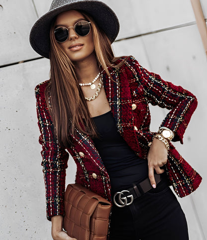 Cheri - Blazer chic et bien ajusté à motif écossais pour femmes