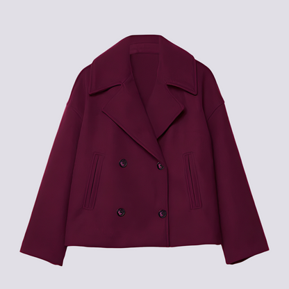 Bethney - Veste courte élégante en laine avec col à revers pour femmes