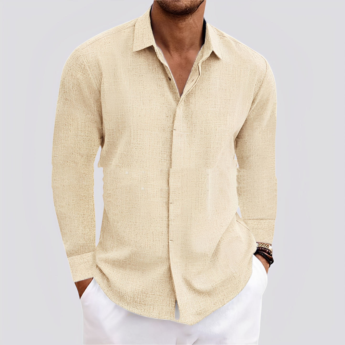 Felix - Hemd mit langen Ärmeln aus Leinen für Herren