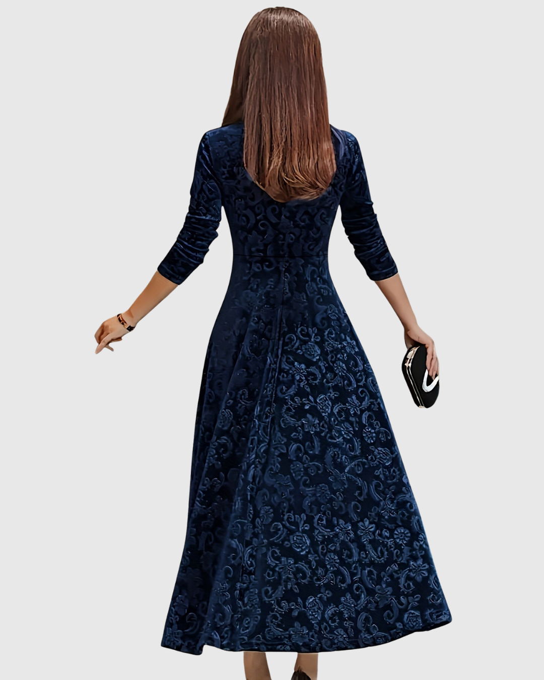 Amandine – Robe Midi Évasée Florale Élégante