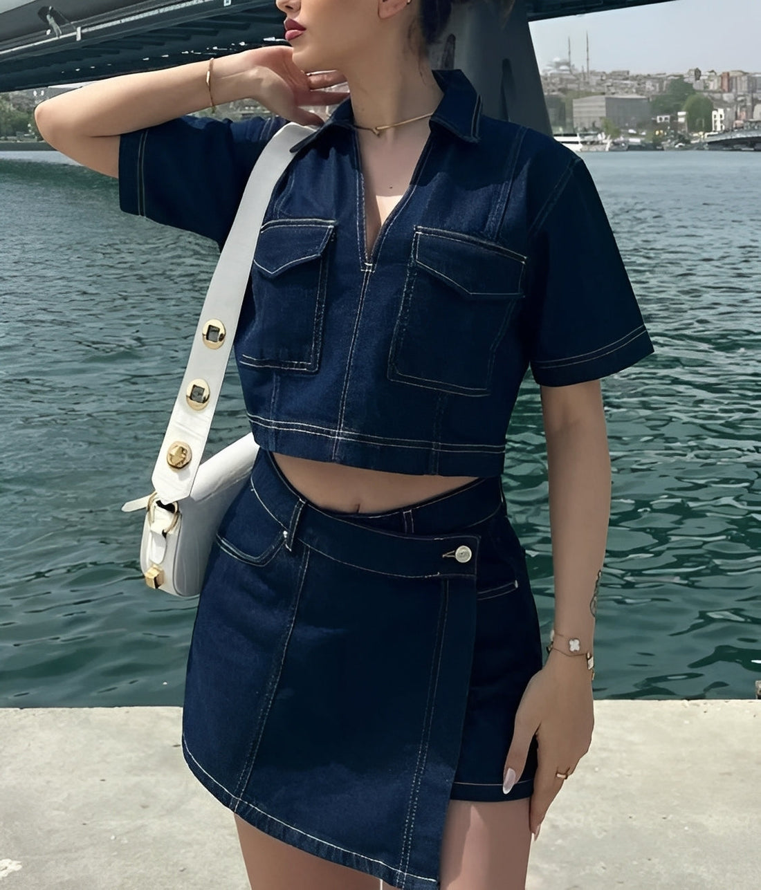 Tilly - Ensemble Haut et Jupe en Jean