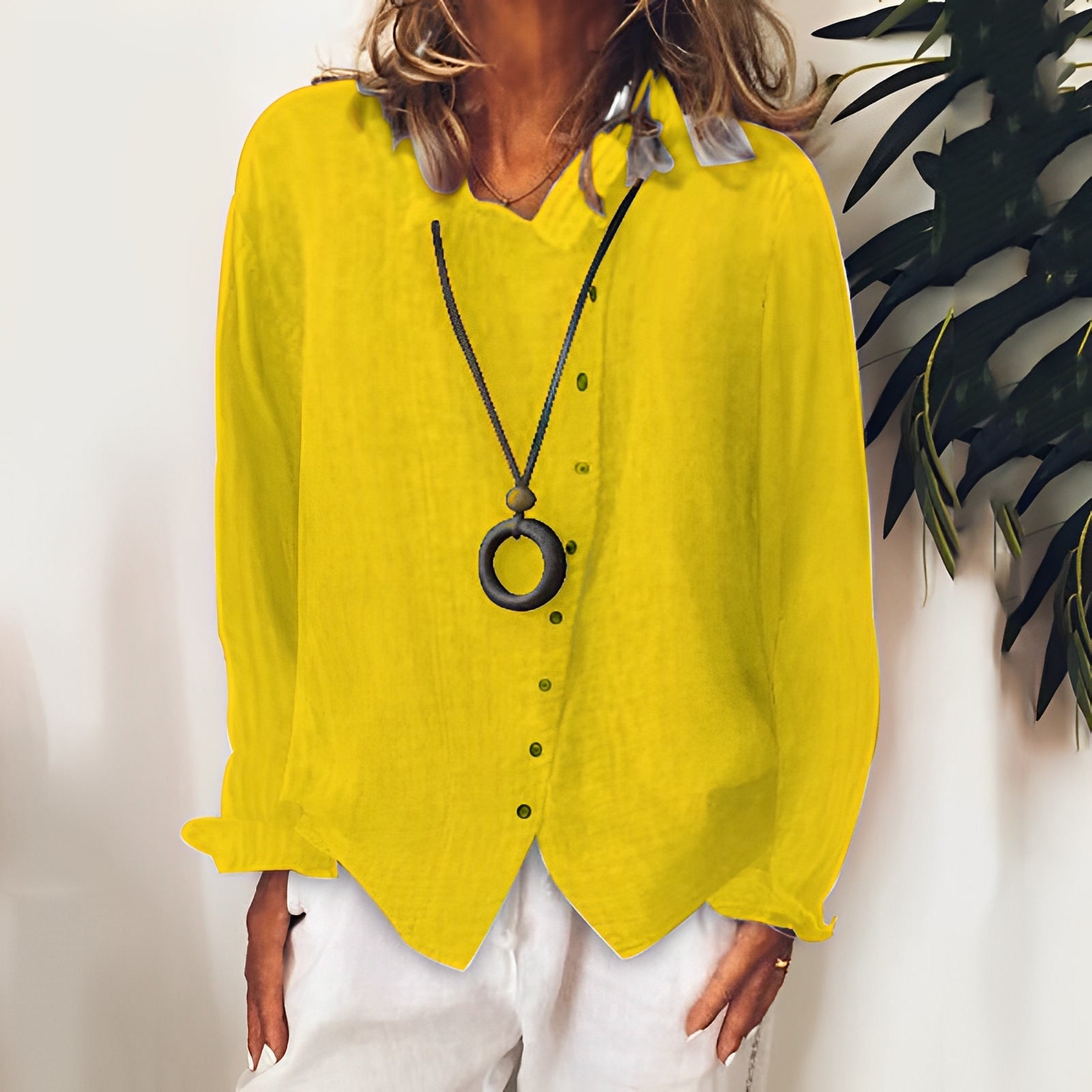 Madelina - Blouse femme en lin avec manches longues