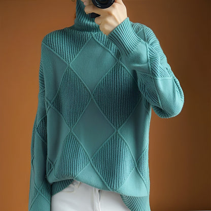 Mariette - Oversized winter sweater with turtleneck for women