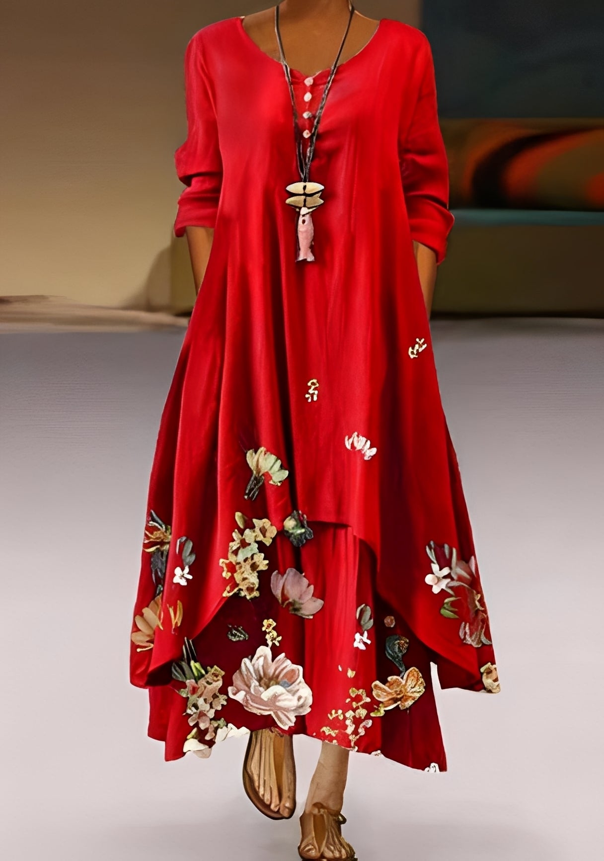 Belle - Robe élégante et ample avec imprimé pour femmes