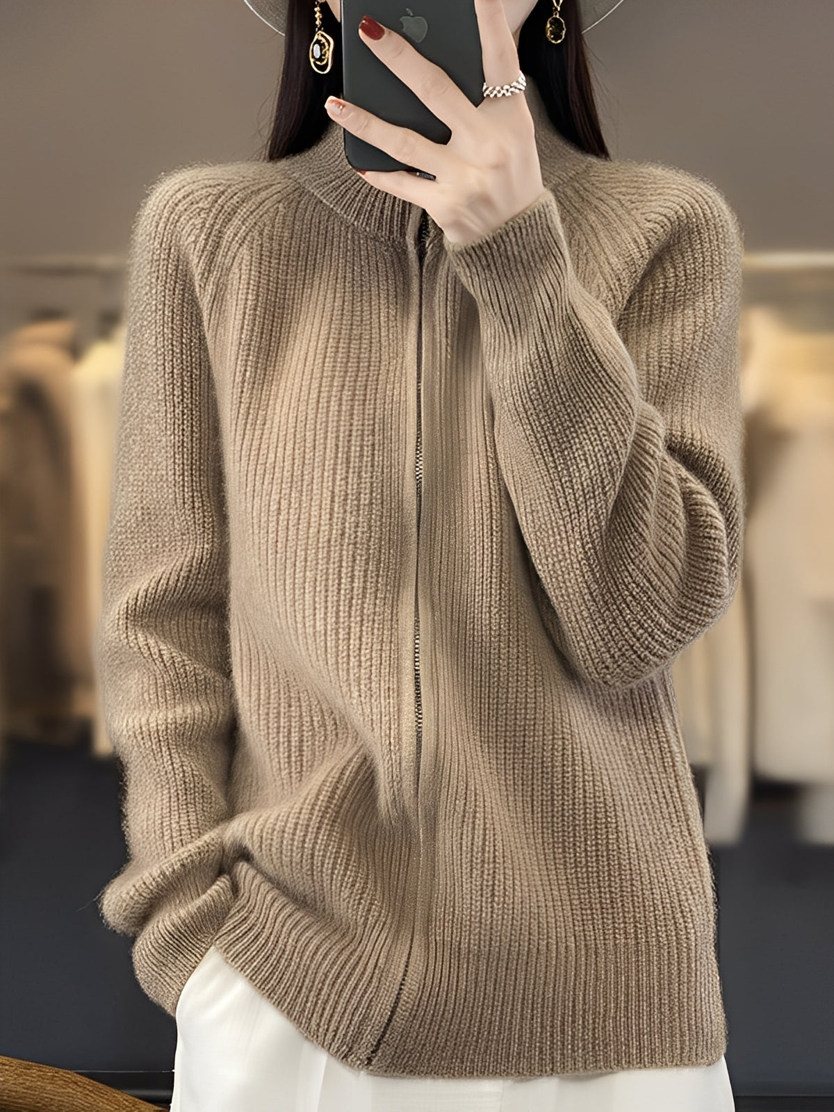 Brylee - Veste en laine moderne avec zip pour femmes