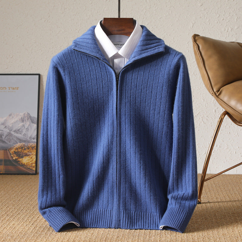 Brendon - Casual men's wool sweater with zipper