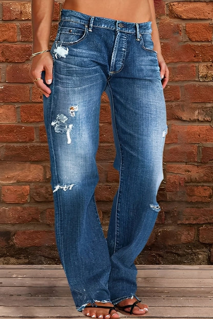 Demetria - Jeans bas classiques lavés pour femmes
