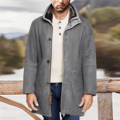 Eddie - Klassische halb lange Wildlederjacke für Herren