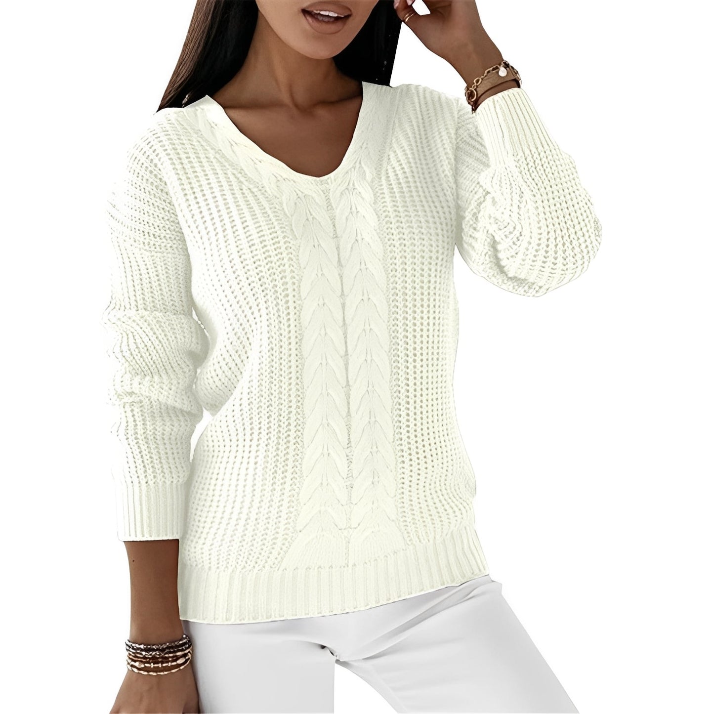 Georgia - Elegant women's sweater with V-neck