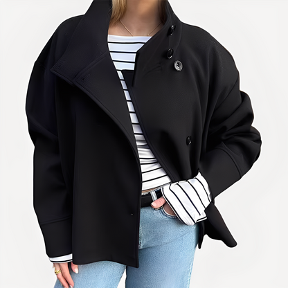 Carolyn - Élégant manteau en laine avec boutonnage simple pour femmes