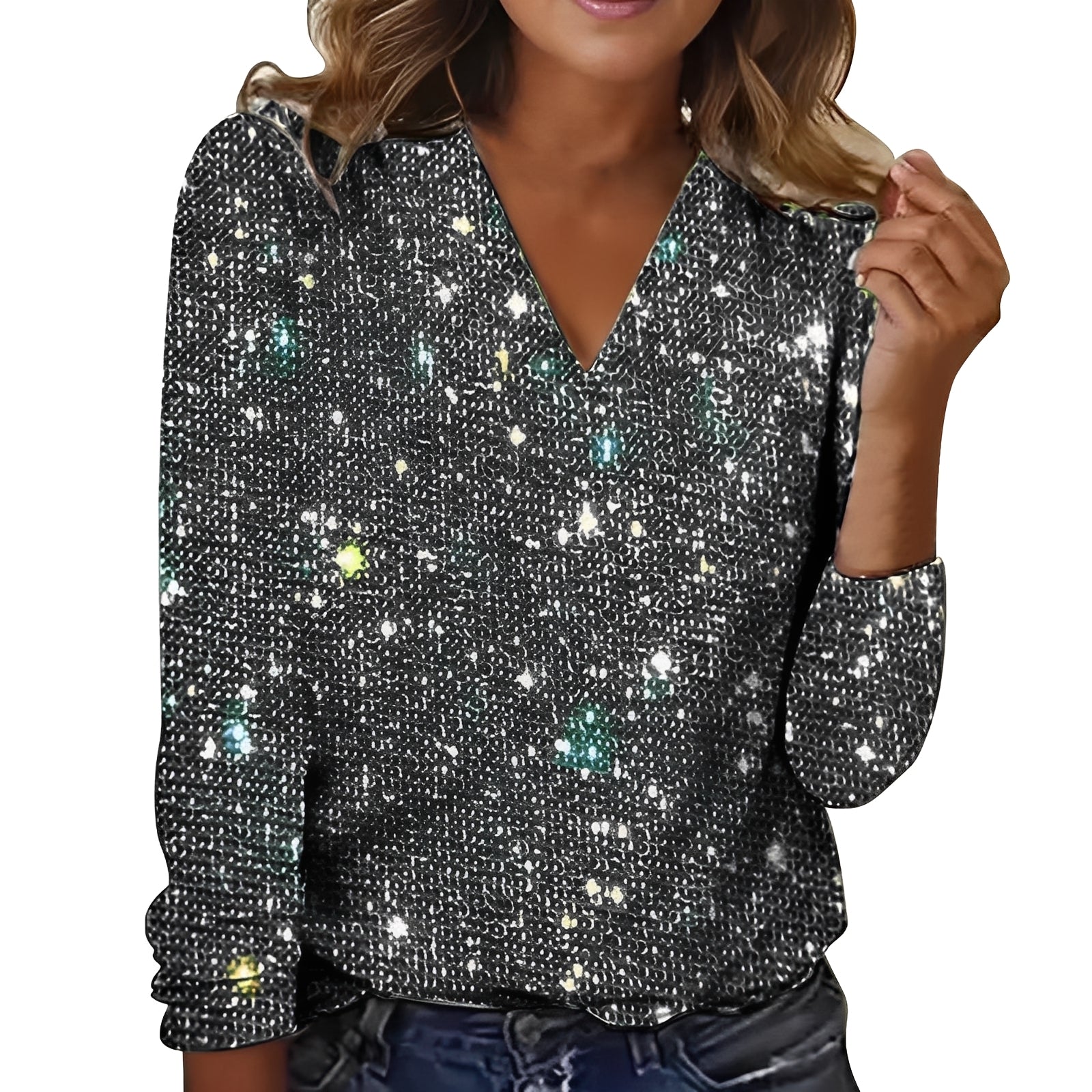Caroline - Blouse élégante et scintillante pour femmes