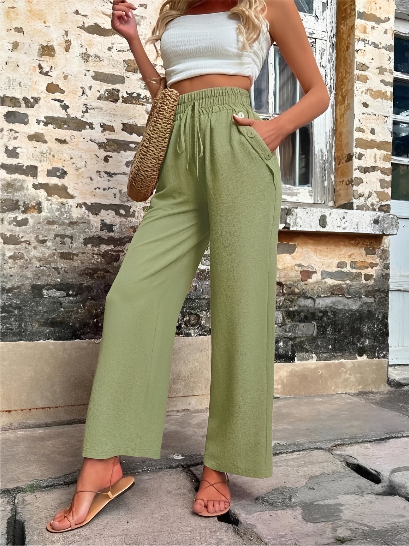 Allie - Pantalon élégant, ample et taille haute pour femmes