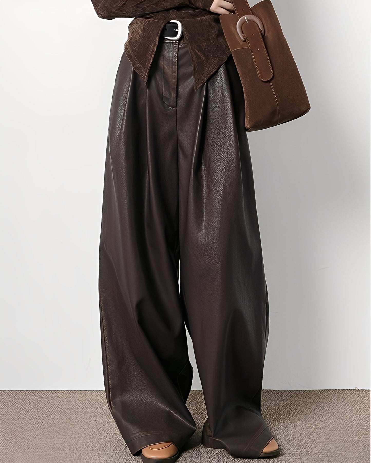 Lora - Pantalon en cuir classique avec taille haute pour femmes
