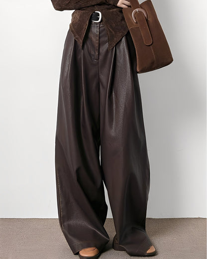 Lora - Pantalon en cuir classique avec taille haute pour femmes
