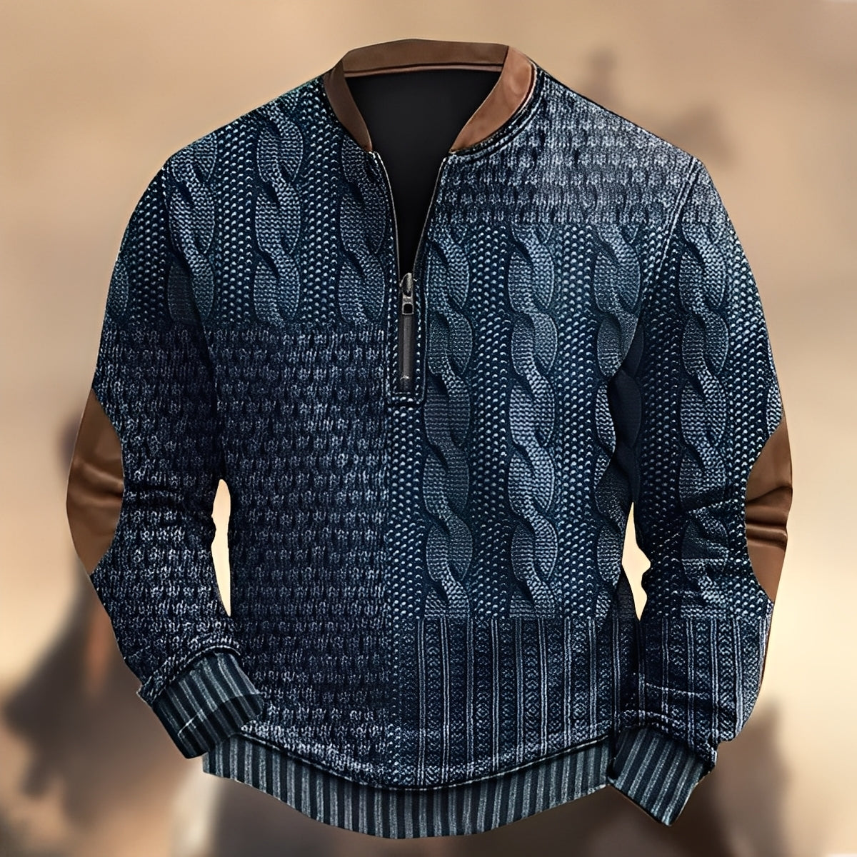 Edmund - Pull à motifs décontracté avec zip pour hommes